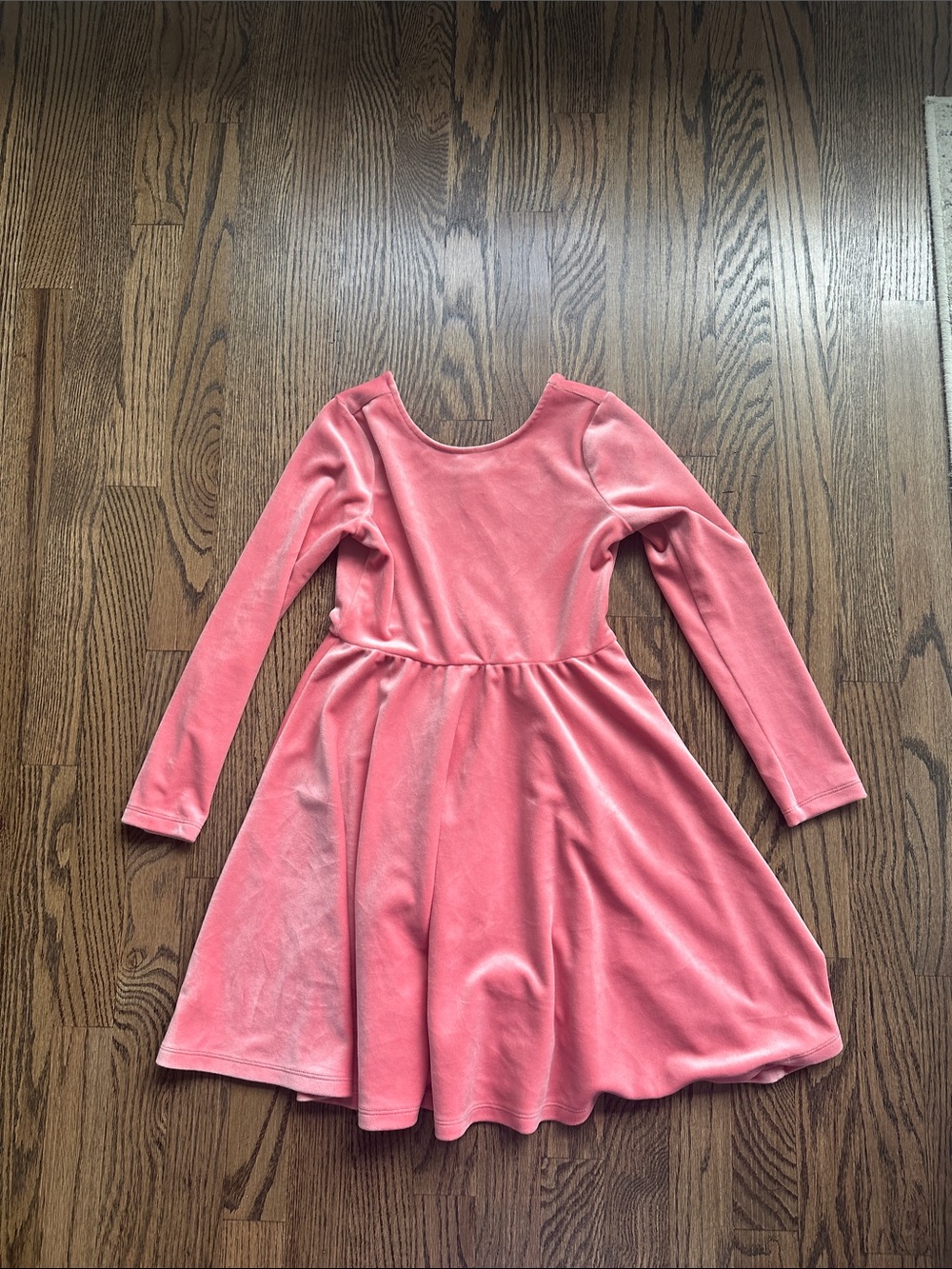 Tea Collection Pink Velvet Long Sleeve Skater Dress